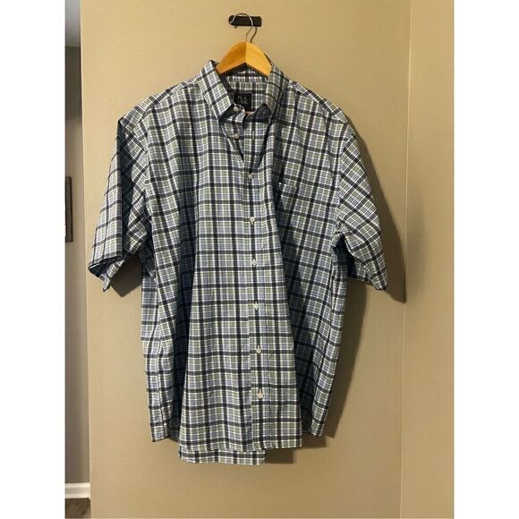 Jos A Bank Men’s Size XL Casual Button Down Shirt Multicolor Plaid Short Sleeve - Picture 1 of 5